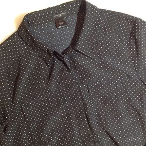 Ann Taylor Roll Tab Sleeve Polka Dot Blouse 8