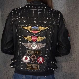 Black leather Biker Jacket