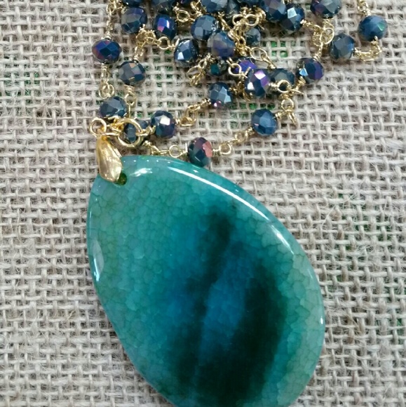 30+ inch Peacock Crystal Necklace