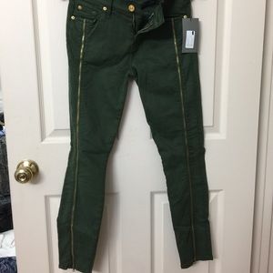 Skinny forest green 7 for all mankind jeans