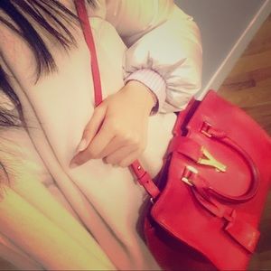100% Authentic Saint Laurent red YSL Y  Satchel