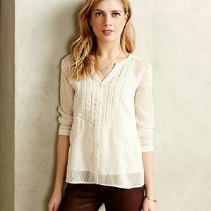 Anthropologie Dotty Lace peasant blouse