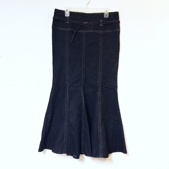 BISOU BISOU Skirt SIZE 12 Long Denim Maxi Flared