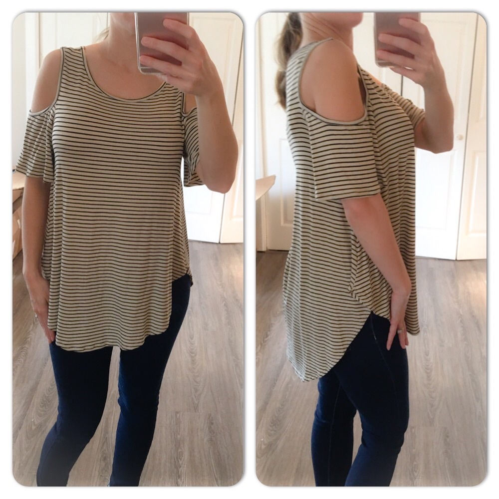 ‼️2 for $25‼️Tan/Black Cold Shoulder Tunic Top - Picture 2 of 2