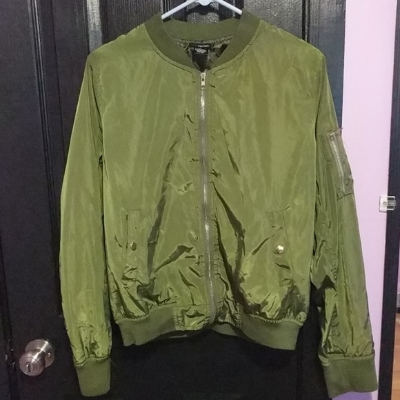 Army green satin bomber jacket