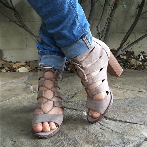 Forever 21 brand lace up suede heels