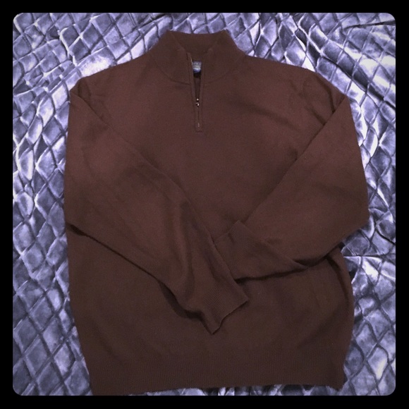 Bloomingdales Brown 1/4 Zip Cashmere Sweater