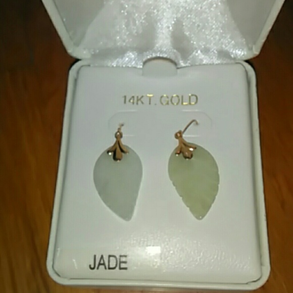 Jade leaf shaped earrings
