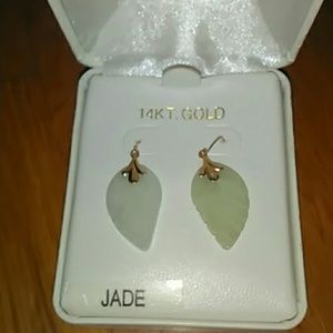 Jade leaf shaped earrings