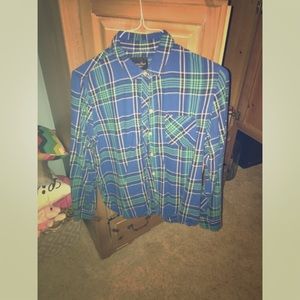 Blue and green plaid shirt