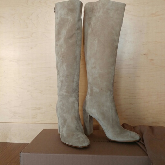 Gianvito Rossi Beige Suede Knee Boots