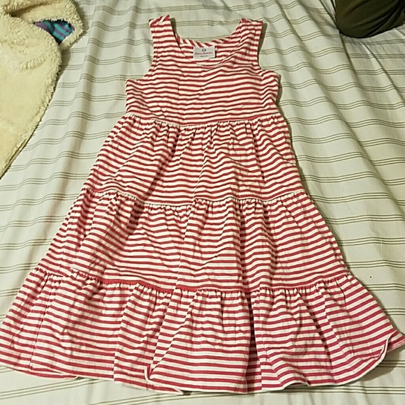 Hanna andersson red and white striped girls dress