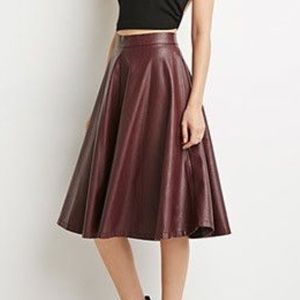 Long Faux Leather Circle Skirt