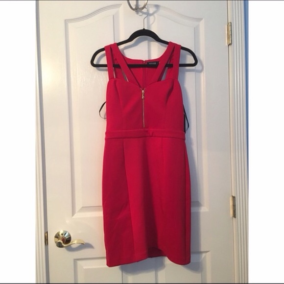 New red zipper dress