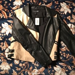 Casual pu jacket taupe/black