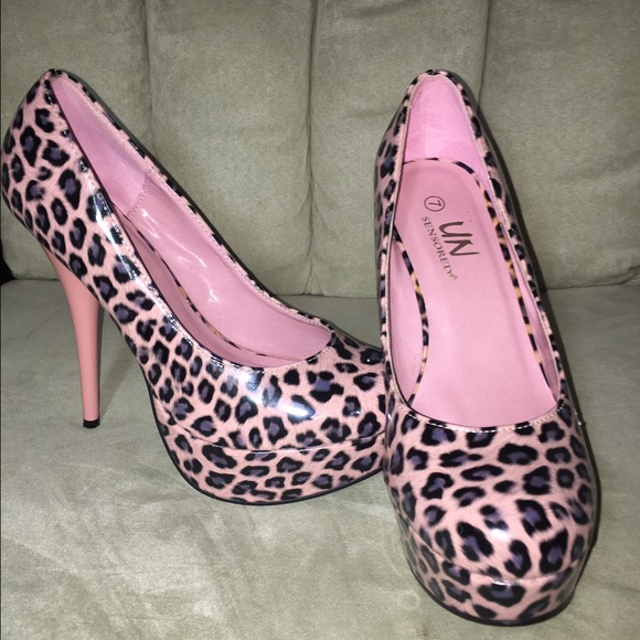 UN Sensored Pink Leopard Print Heels