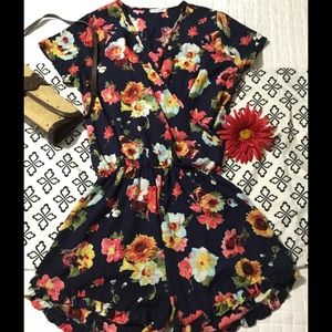 Cute Floral 12PM by Mon Ami Romper Navy Floral