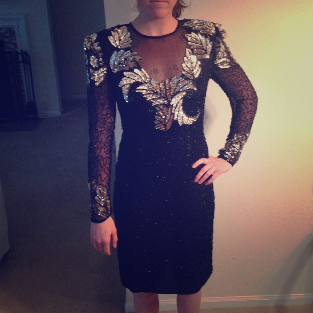 Scala Long Sleeve Sequin Cocktail Dress