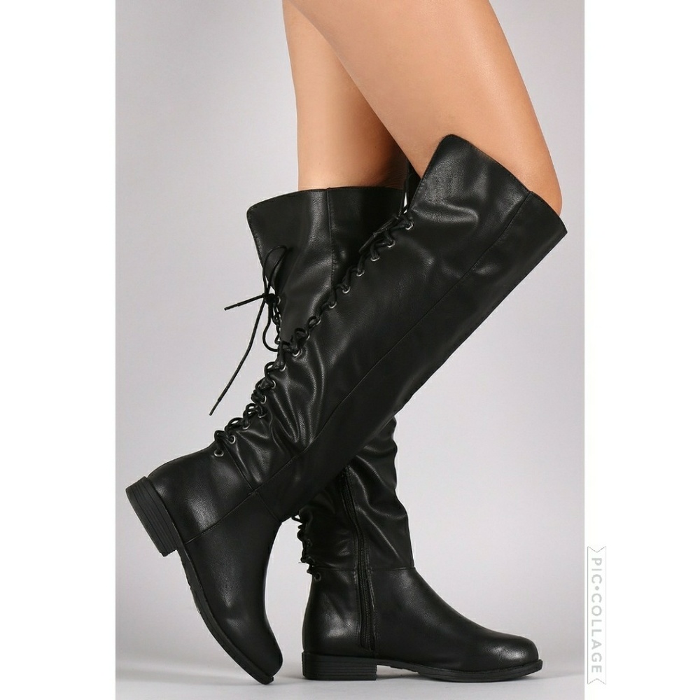 𝙇𝙖𝙨𝙩 Siz 6 🖤Corset Leather Zipper Knee Boot