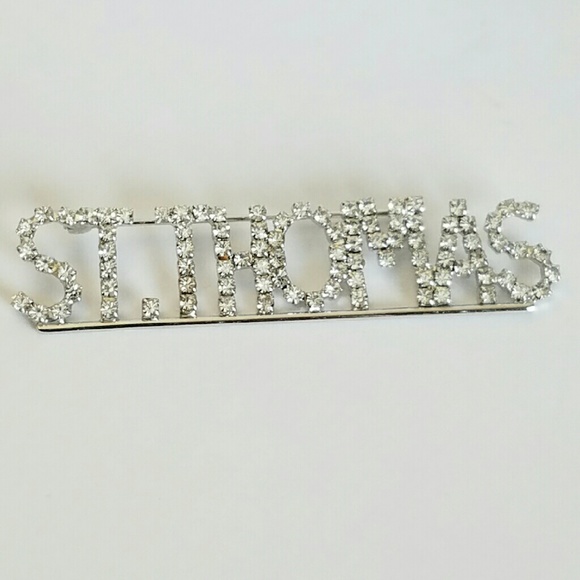 St. Thomas Clear Cut Crystal pin in silver