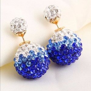 Double sided blue crystal earrings.