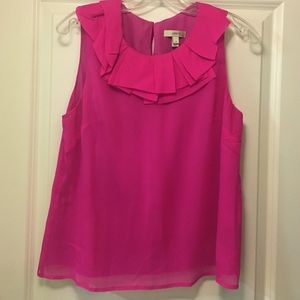 J. Crew Hot Pink Ruffle Sleeveless Blouse