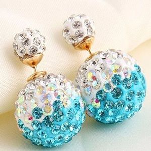 Double sided Aqua blue crystal earrings.