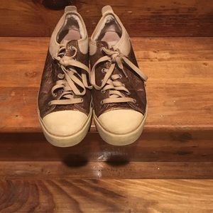 UGG copper and cream lace up sneakers