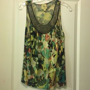 Anthropologie Beaded Top Multi Color
