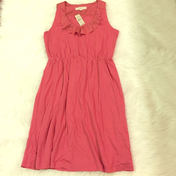 NWT LOFT petites coral dress with collar detailing