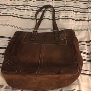 Brown suede Coach bag