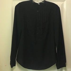 BP. Black Ruffled Long Sleeve Blouse