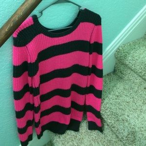 Hot pink and black sweater dress