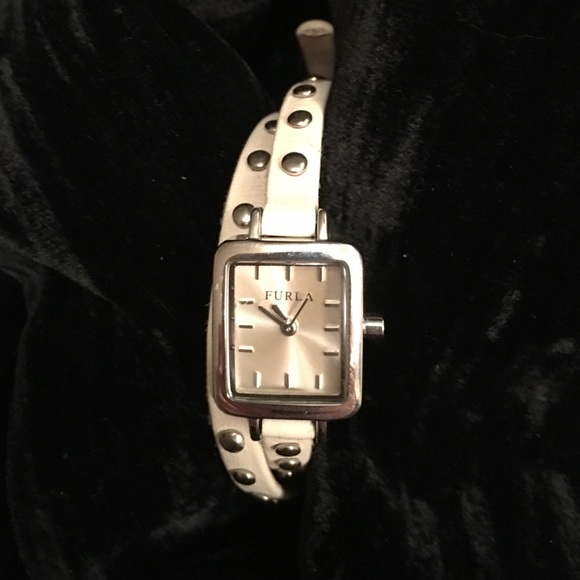 Furla Watch "Naomi" Stud Wraparound Leather Band