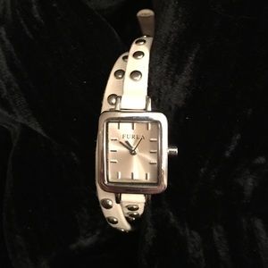 Furla Watch "Naomi" Stud Wraparound Leather Band