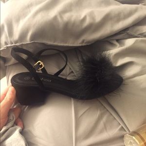 chunky fuzzy heels