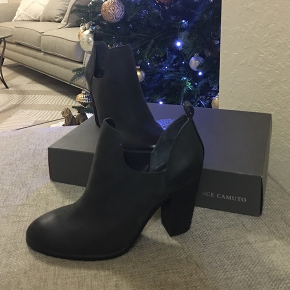 New with box, dark grey Vince Camuto booties