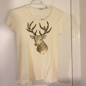 JCrew holiday sequined deer t-shirt