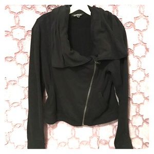 Express zip up jacket with asymmetrical zipper