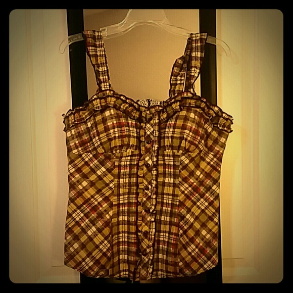 Plaid corset style tank top