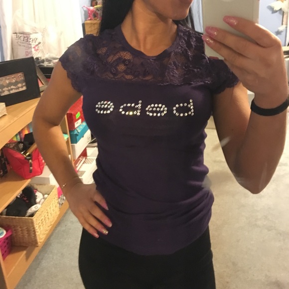 Bebe purple lace top