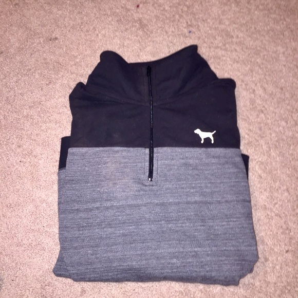 S Pink color block quarter zip