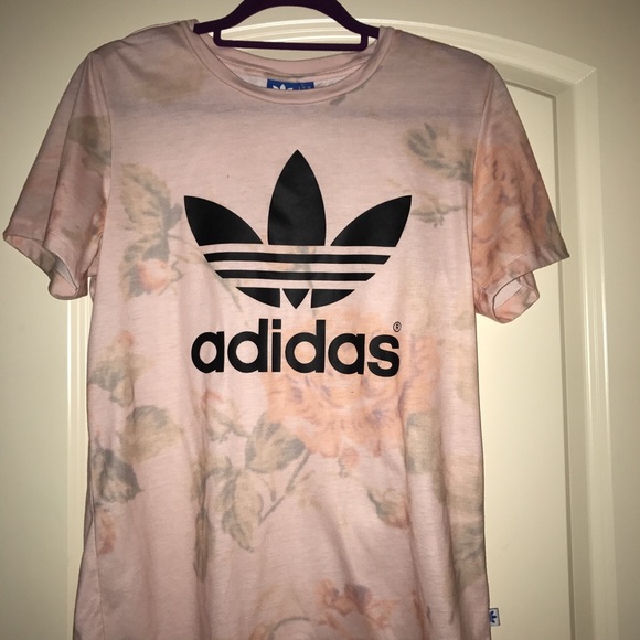 Adidas pink floral T-shirt size XS