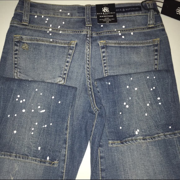 Rock & Republic Boyfriend Slim Jeans NWT Distress - Picture 4 of 4