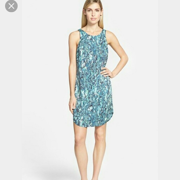 NWT Nordstrom Trouve Teal Morroccan print Dress XS