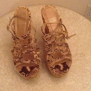 STUART WEITZMAN Snake Skin open toe wedges. 7.5 M