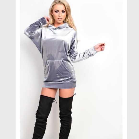 hoodie dress and thigh high boots