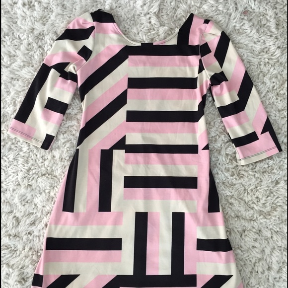 Pink, black and cream dress