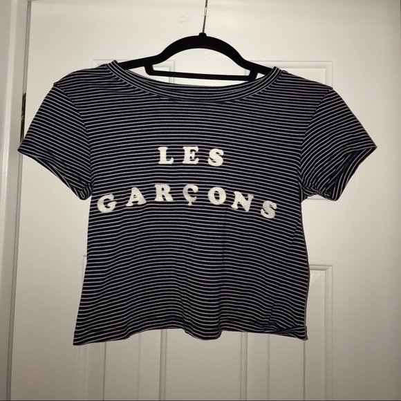 Striped graphic crop top