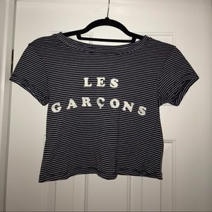 Striped graphic crop top